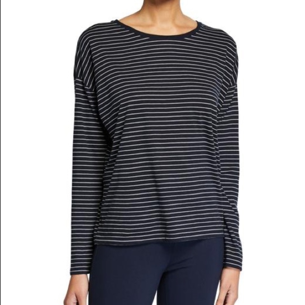 NWT Vince navy & white striped long sleeve LG